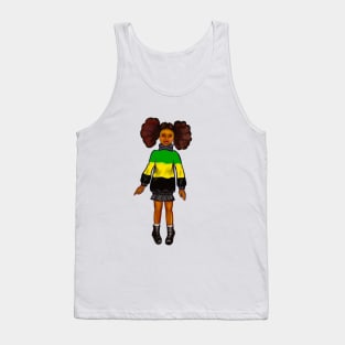 Jamaica jumper - manga anime Jamaican girl with colours of Jamaican flag in black green and yellow Tank Top